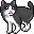 Pixel drawing of a black and white cat